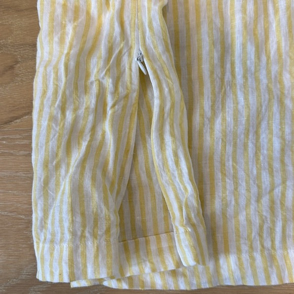 Frame Denim Linen One Shoulder Long Puff Sleeve Yellow Striped Blouse Top XS - Picture 4 of 11